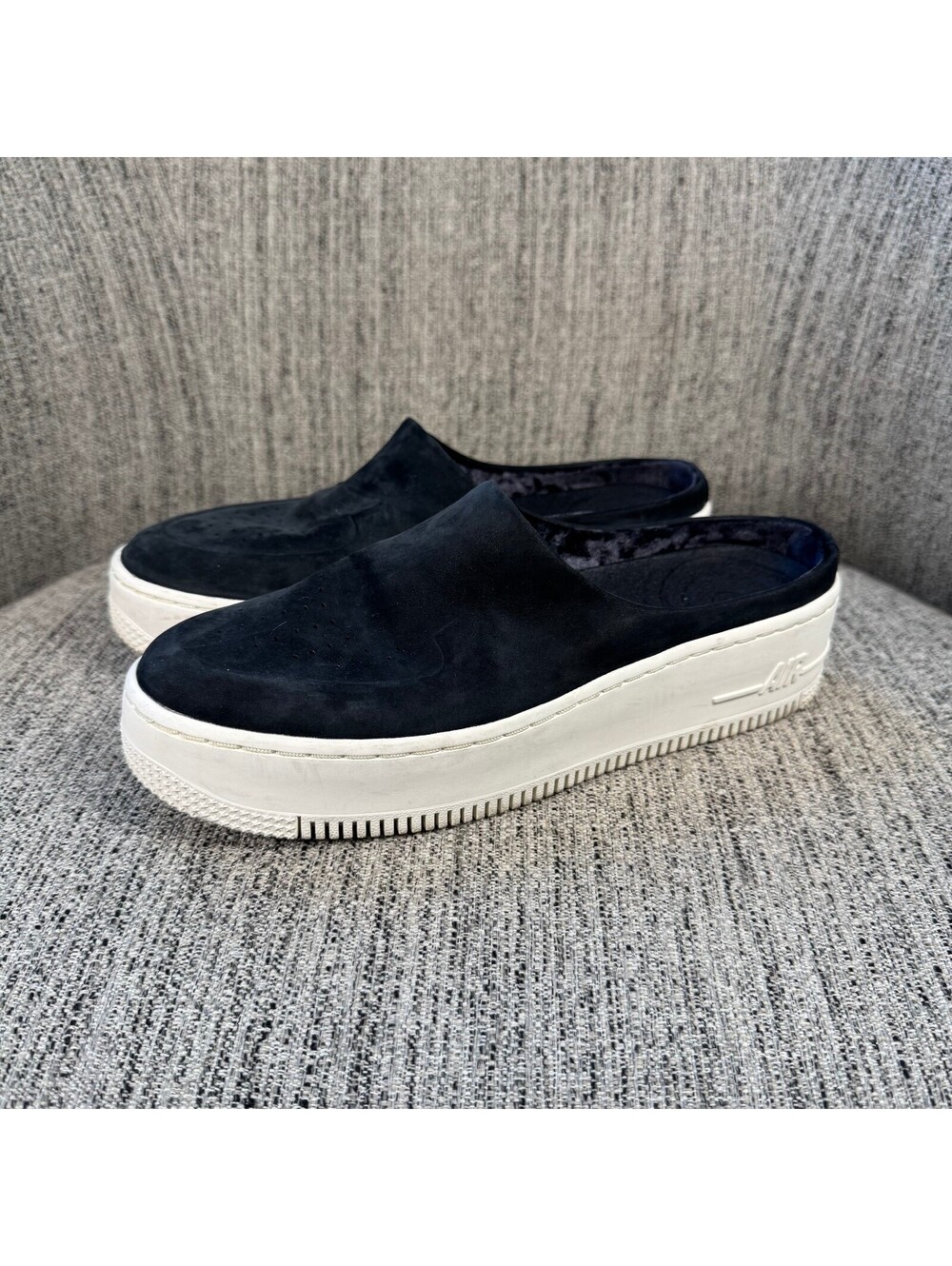 Nike Air Force 1 Lover XX PRM Womens 7.5 Black Suede Slip On Platform Mule